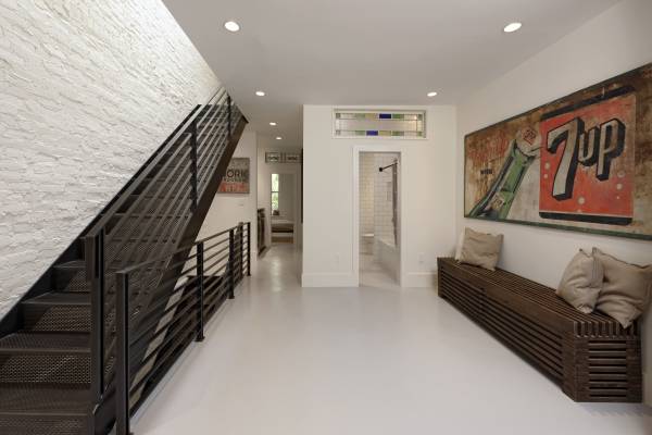 BOWA design build row home renovation in Washington, DC Sitting Area With Metal Stair