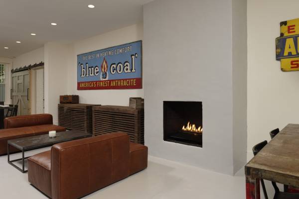 BOWA design build row home renovation in Washington, DC Living Room with Industrial Style Fireplace