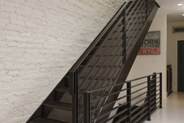 BOWA design build row home renovation in Washington, DC Industrial Metal Stair