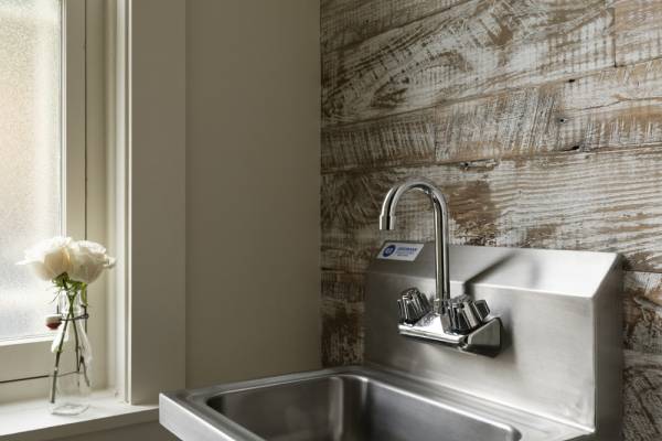 BOWA design build row home renovation in Washington, DC powder room sink