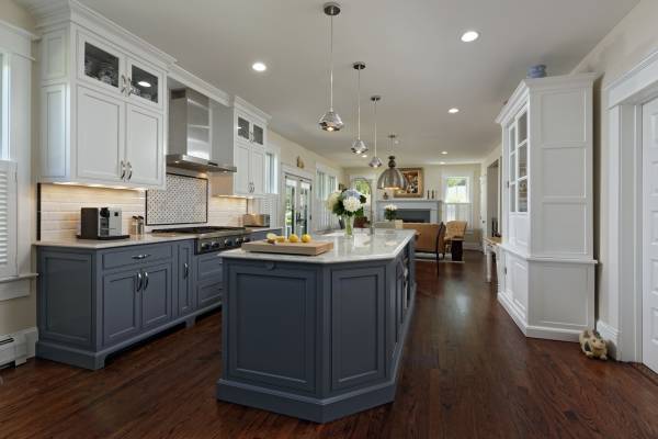 McLean VA 1910 Whole-Home Design Build Renovation blue and white kitchen