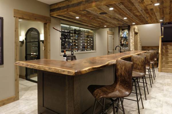 McLean Basement Renovation - Rustic Bar Design - Wine Cellar