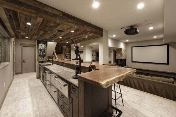 McLean Basement Renovation - Rustic Bar Design - Wine Cellar