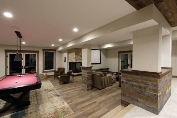 McLean Basement Renovation - Rustic Bar Design - Wine Cellar