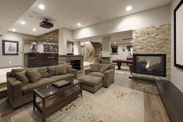 McLean Basement Renovation - Rustic Bar Design - Wine Cellar