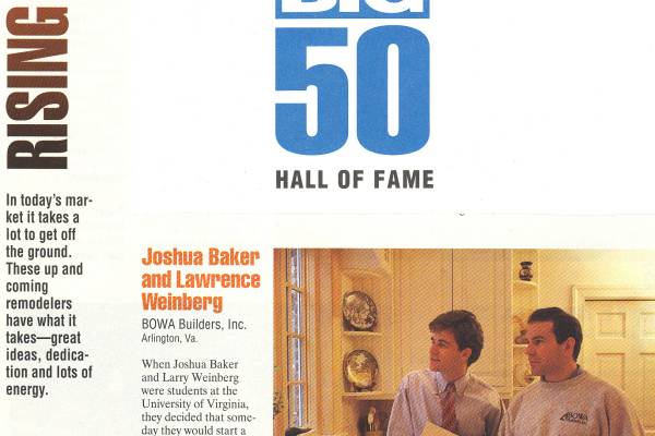 BOWA Inducted into The Big 50 Hall of Fame by Remodeling Magazine, 1992