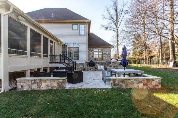 Screened Porch Addition with Fireplace and Patio in Great Falls