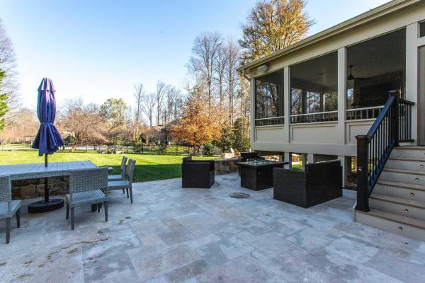 Screened Porch Addition with Fireplace and Patio in Great Falls