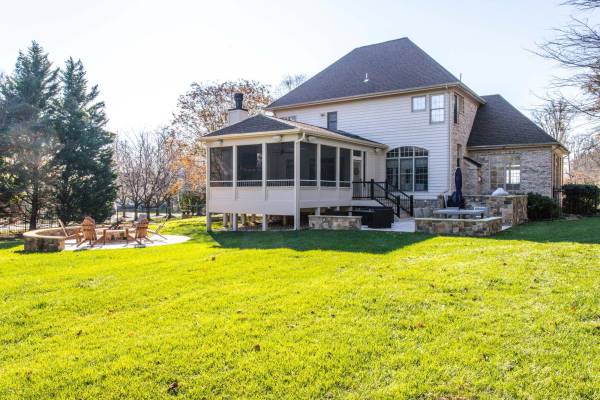 Screened Porch Addition with Fireplace and Patio in Great Falls