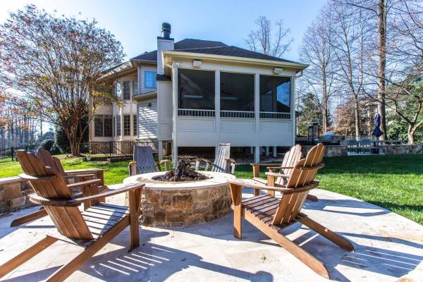 Screened Porch Addition with Fireplace and Patio in Great Falls