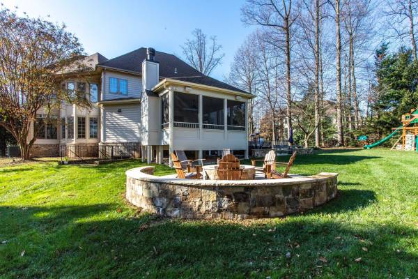 Screened Porch Addition with Fireplace and Patio in Great Falls