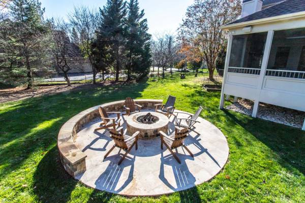 Screened Porch Addition with Fireplace and Patio in Great Falls