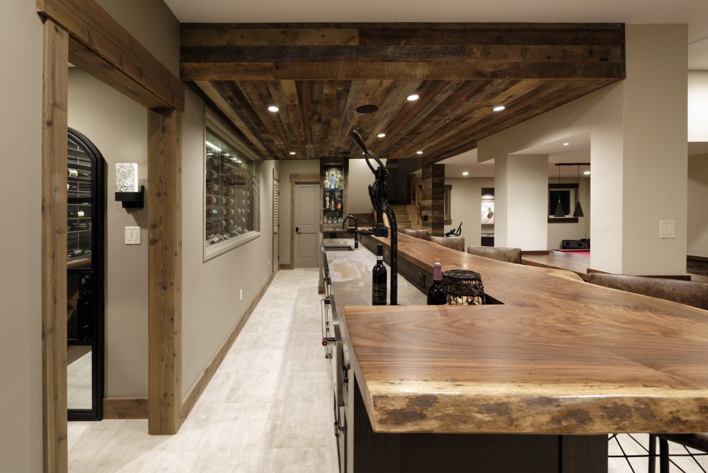 McLean Basement Renovation - Rustic Bar Design - Wine Cellar
