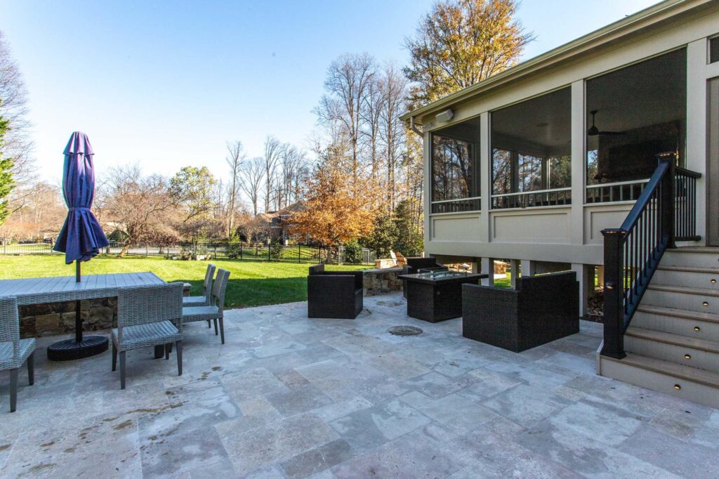 Screened Porch Addition with Fireplace and Patio in Great Falls | Classic / Traditional